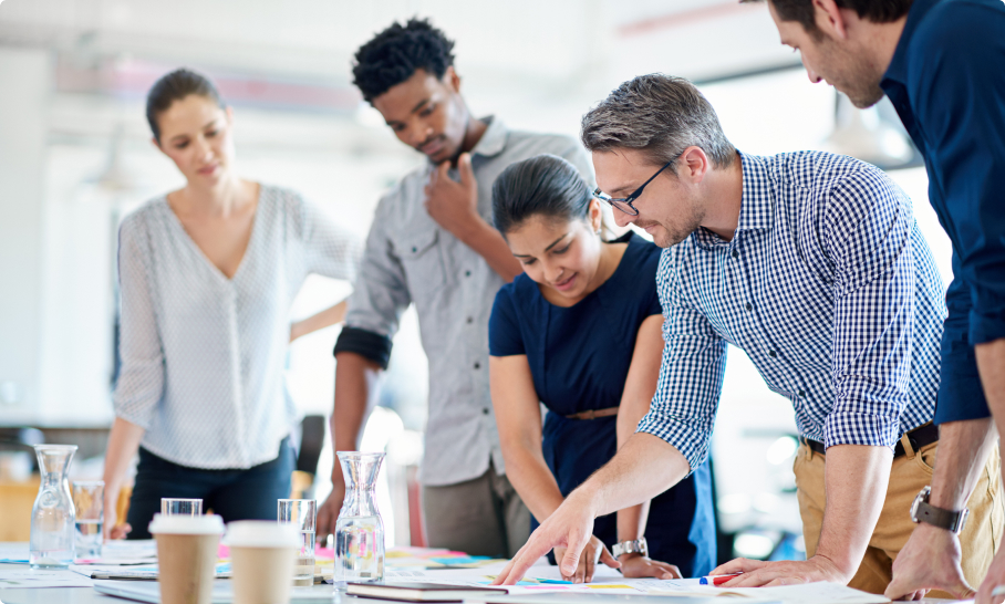 people reviewing plans